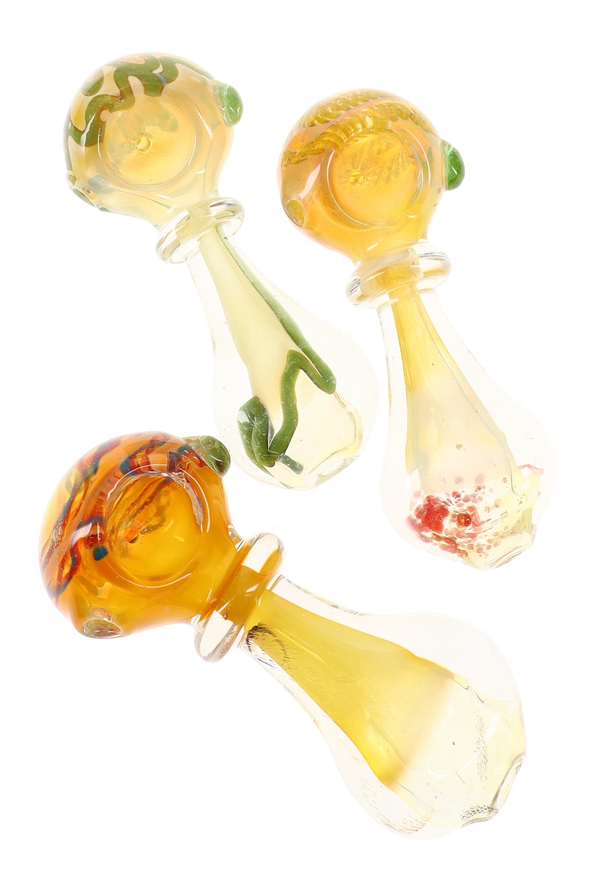 Gold Fumed Striped Ring Glass Spoon Pipe “Candy Halo” – 4″ – Assorted Colors