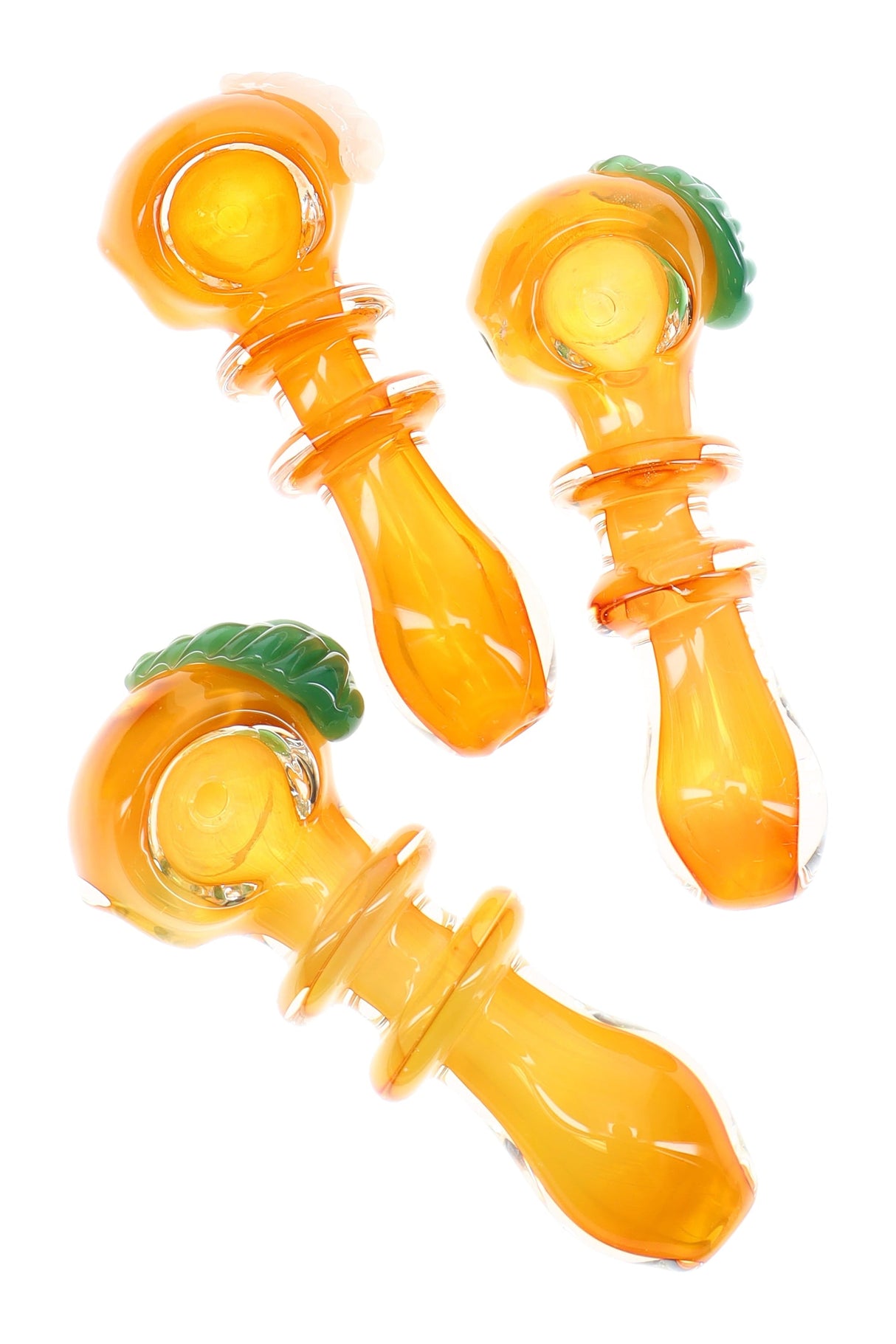 Gold Fumed Leaf Marble Glass Spoon Pipe “Leaf Ring” – 3½″ – Assorted Colors