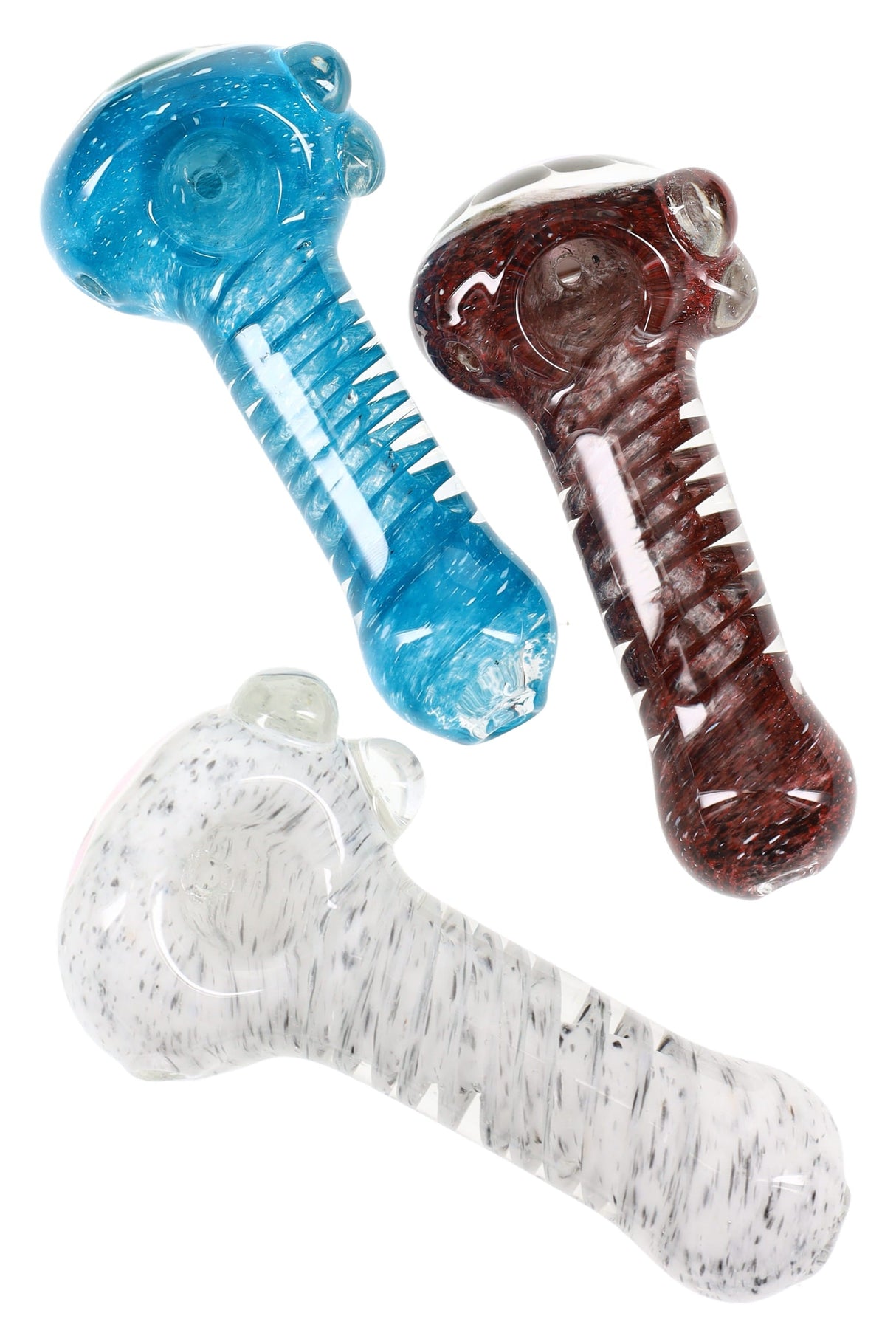 Spiral Frit Glass Spoon “Slime Bubble” – 4½″ – Assorted Colors