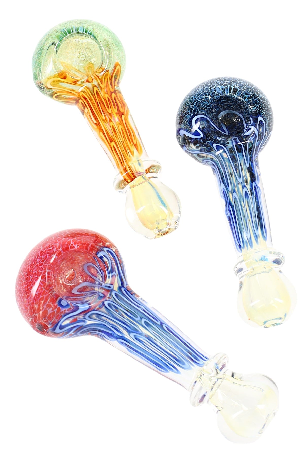 3.5″ Silver-Fumed Squiggle Frit Spoon Pipe