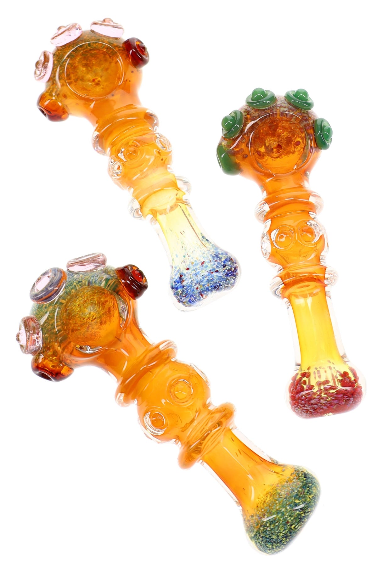 Gold Fumed Frit Ring Spoon Pipe Solar Scepter 5 inch alternate view