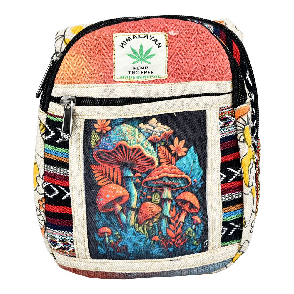 Threadheads Tie-Dye Mushroom Garden Patchwork Sling Bag front view on white background