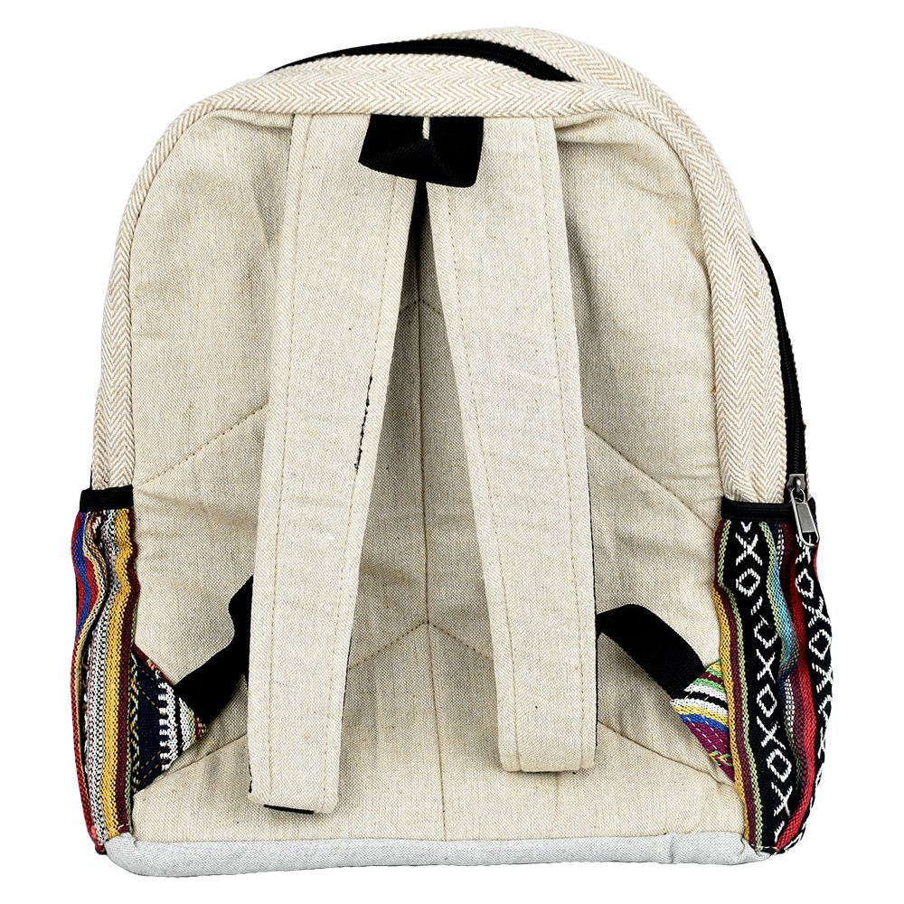 ThreadHeads Ganesha Patchwork Backpack rear view, showcasing adjustable straps and ethnic pattern