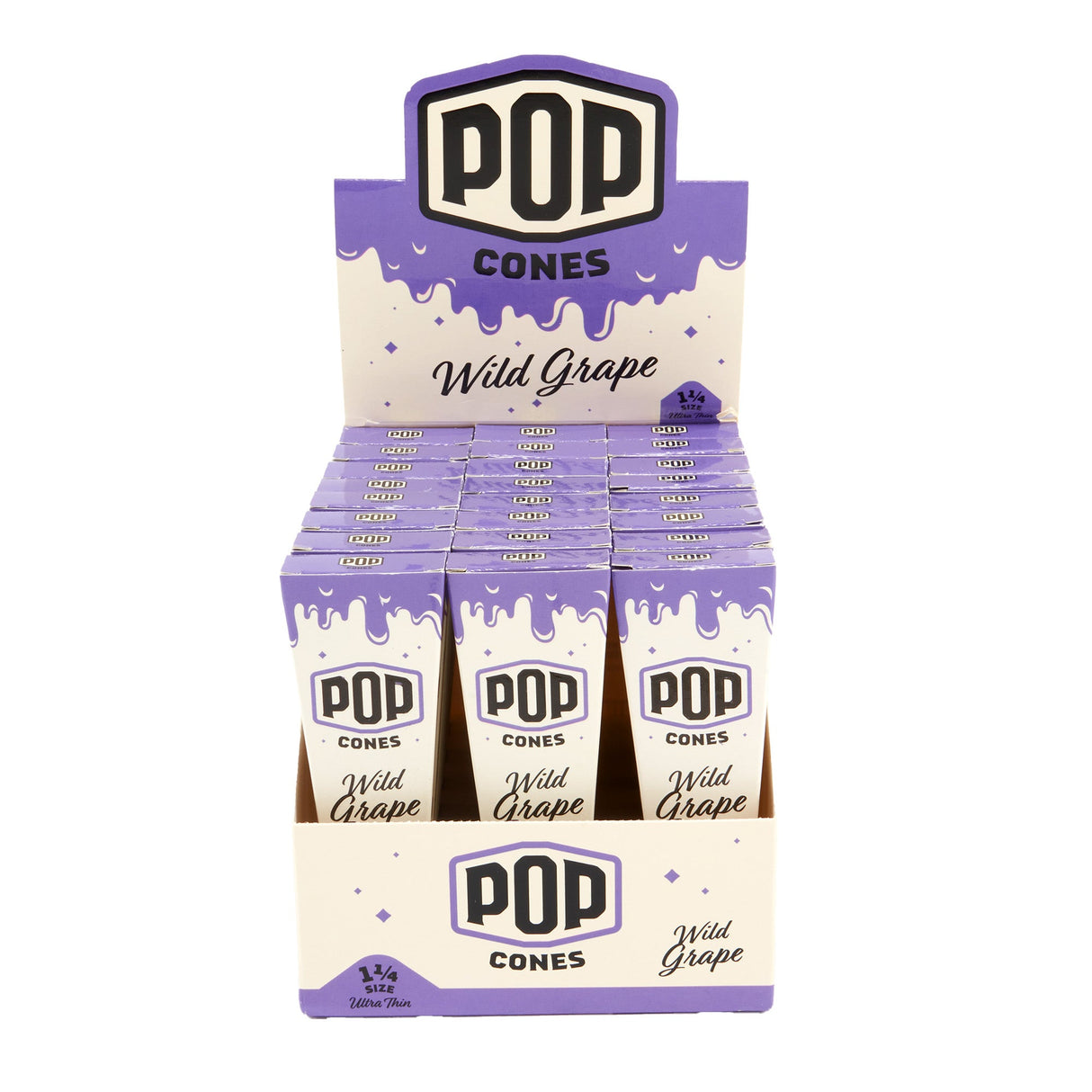 Pop Cones 1 ¼ Size Unbleached 6pk Cones - 24ct Display