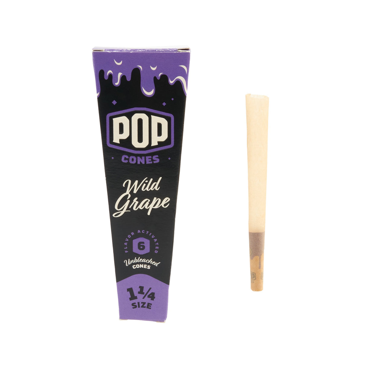 Pop Cones 1 ¼ Size Unbleached 6pk Cones - 24ct Display