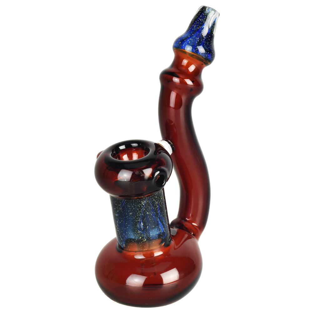 Fairy Dust Dichro Stand Up Bubbler Pipe, 6.25" with Borosilicate Colored Glass, Front View
