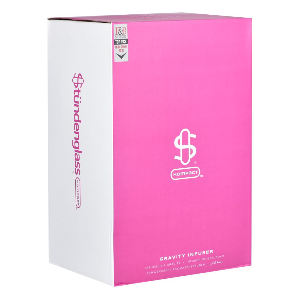 Stündenglass Kompact Infuser Water Pipe packaging box on a seamless white background