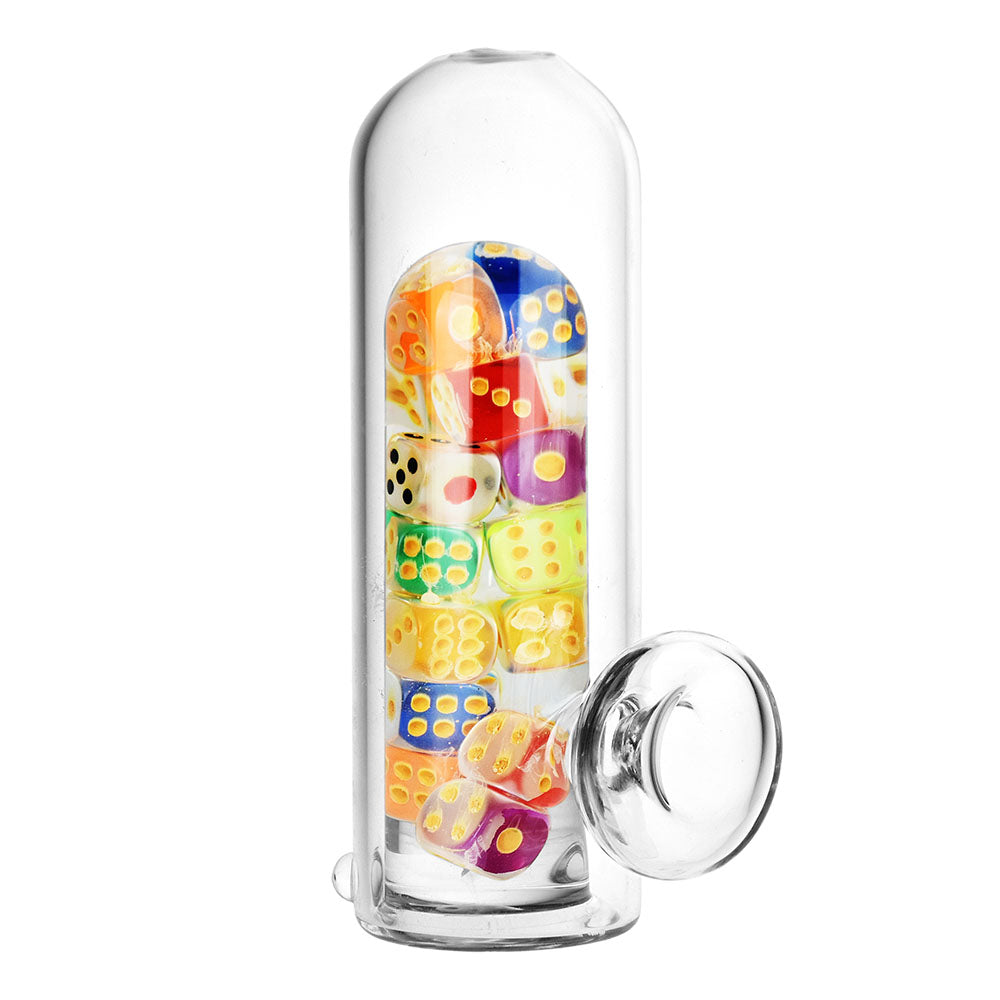 Feelin' Lucky Glass Hand Pipe, 5.25" with colorful borosilicate design, side view on white background