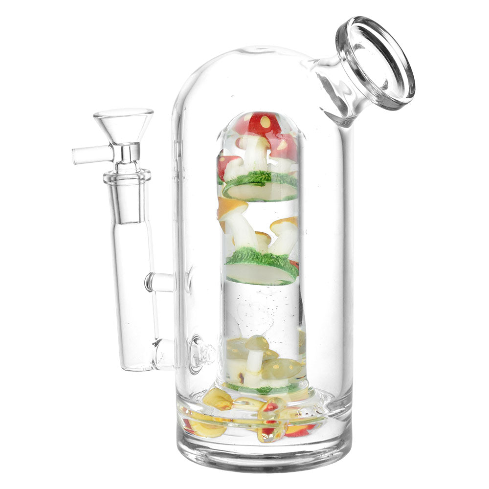 7" Fungi, Flora & Fauna Glass Water Pipe with 14mm Female Joint - Clear Borosilicate
