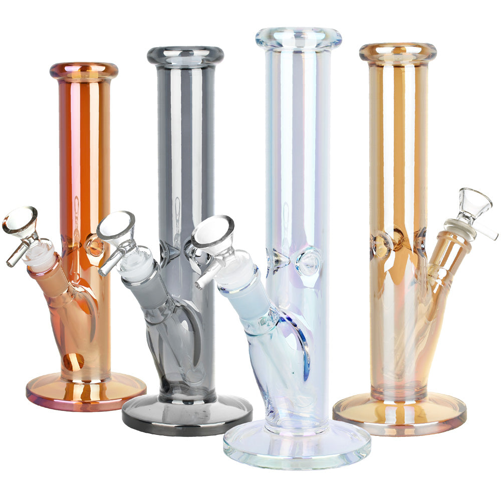 Assorted Infinite Splendor Glass Straight Tube Water Pipes with 14mm Joint, Front View