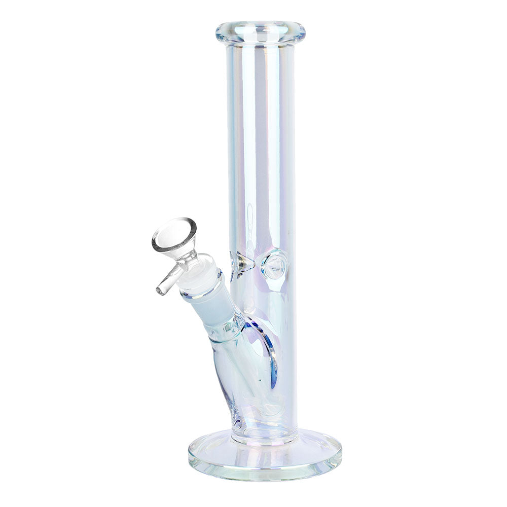 Infinite Splendor Glass Straight Tube Water Pipe, 9.75" tall, 14mm Female, Front View