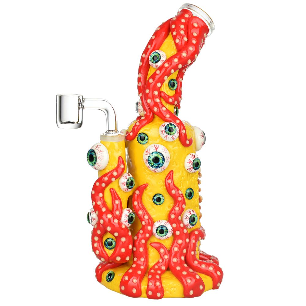 Octo Eyeballz Glow In Dark Dab Rig with Borosilicate Glass - Front View