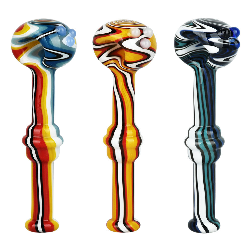 Extended Flow Wig Wag Glass Spoon Pipes in Various Colors - Front View