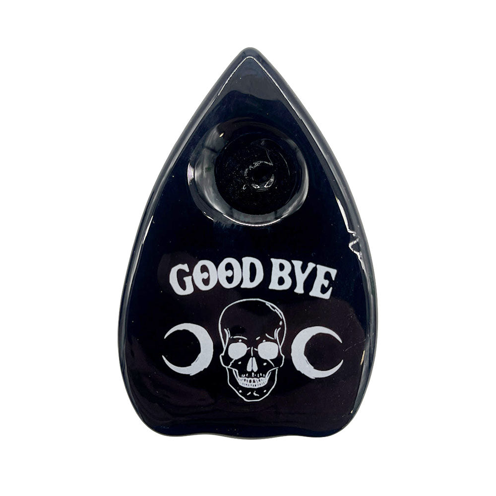 Smoke BlackCraft Planchette Glass Hand Pipe, 3.5", Borosilicate Colored Glass, Front View