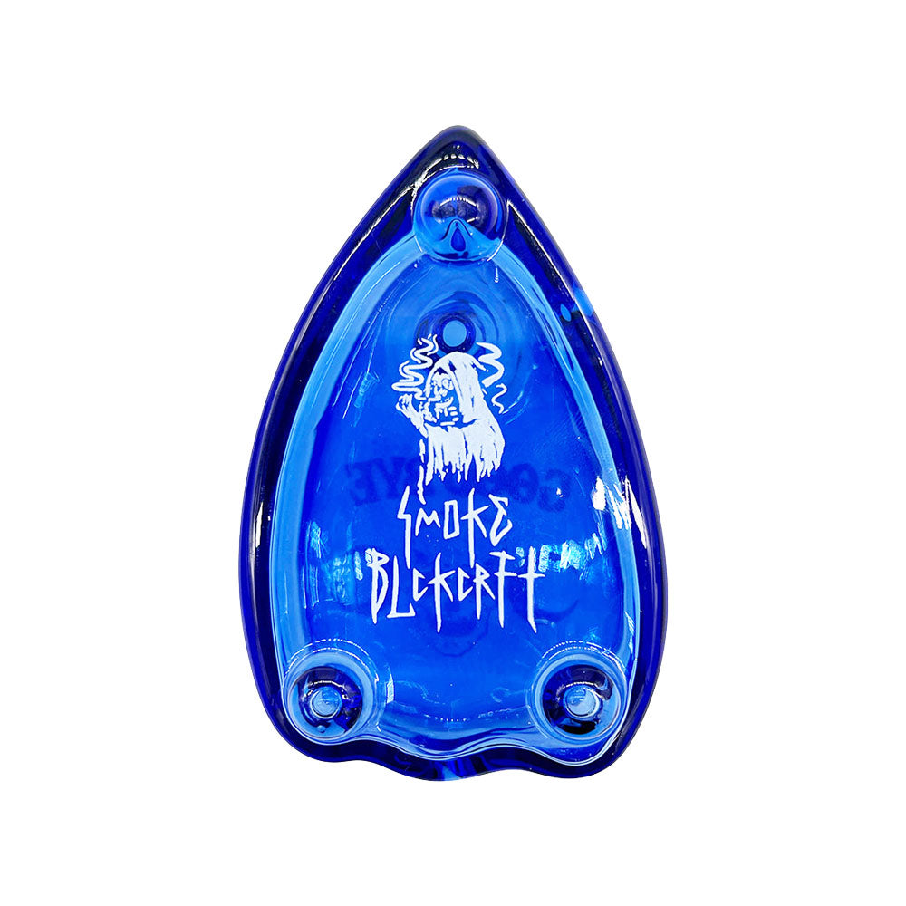 Smoke BlackCraft Planchette Glass Hand Pipe in Vibrant Blue - Front View