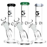 Glass House Pinched Straight Tube Glass Waterpipe - 7.75" / 14mm F / Colors Vary