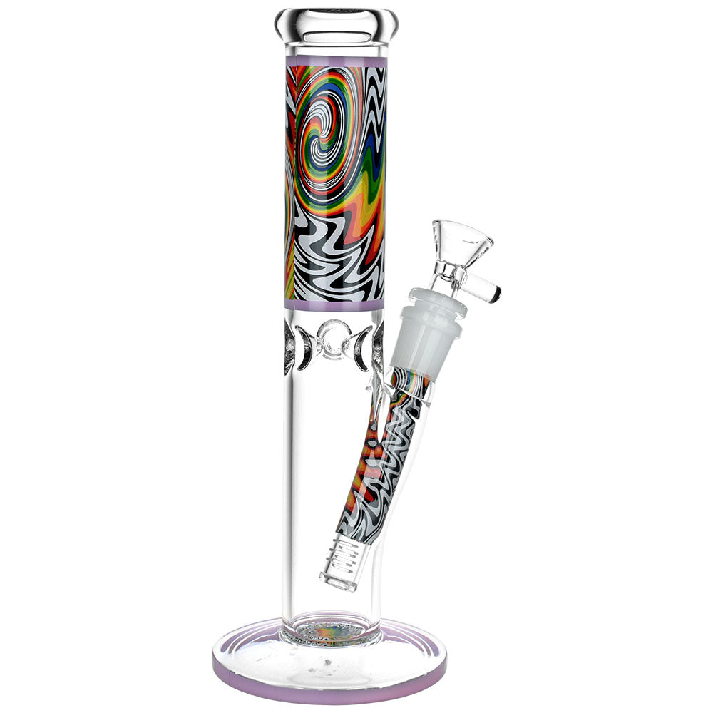 Lofty Visions Straight Tube Glass Water Pipe, 10" height, 14mm female joint, with colorful swirl patterns