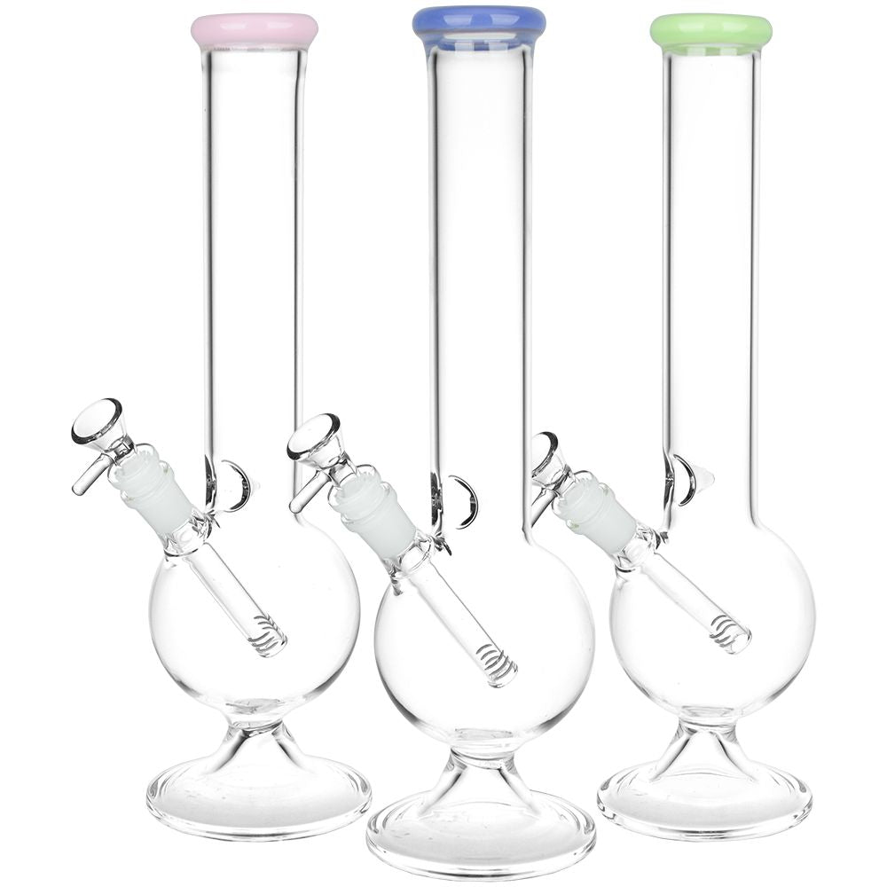 Spherical Splendor Water Pipes with Round Bottoms and Colored Accents, 14mm Female Joint - Front View