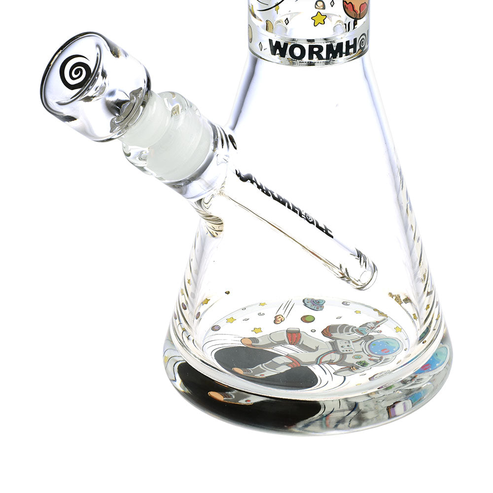 Wormhole Lost In Space Beaker Water Pipe, 14.75" tall, 14mm Female Joint, Angled View