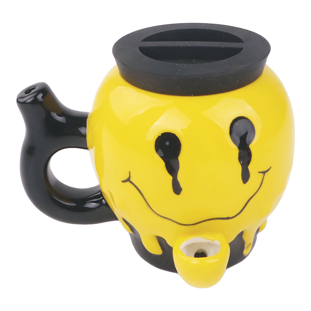 Fujima Melted Smiley Ceramic Hand Pipe Jar - Front View on White Background