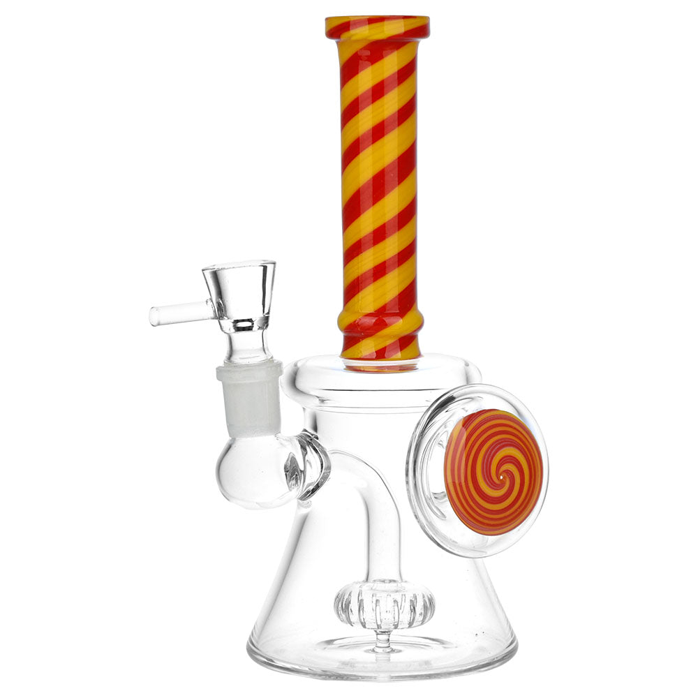 Chakra Enlightenment Swirl Glass Bong with 14mm Male Bowl, Borosilicate Build, Front View