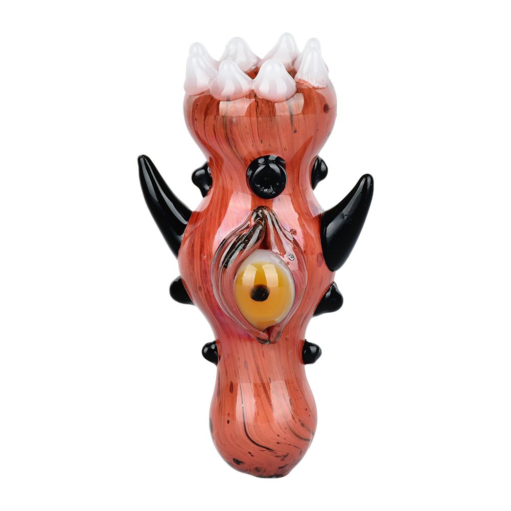 Peering Dragon Chillum - 3.5" Hand Pipe with Borosilicate Colored Glass, Front View