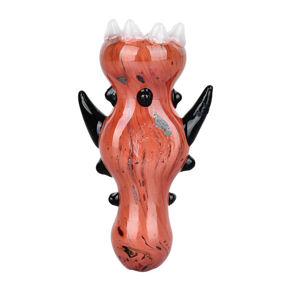 Peering Dragon Chillum - 3.5" Borosilicate Glass Handpipe Front View on White