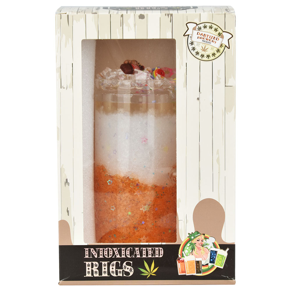 Dabtized Intoxicated Drink Water Pipe, 6.75" 14mm Female Joint, Colored Glass, Front View in Box