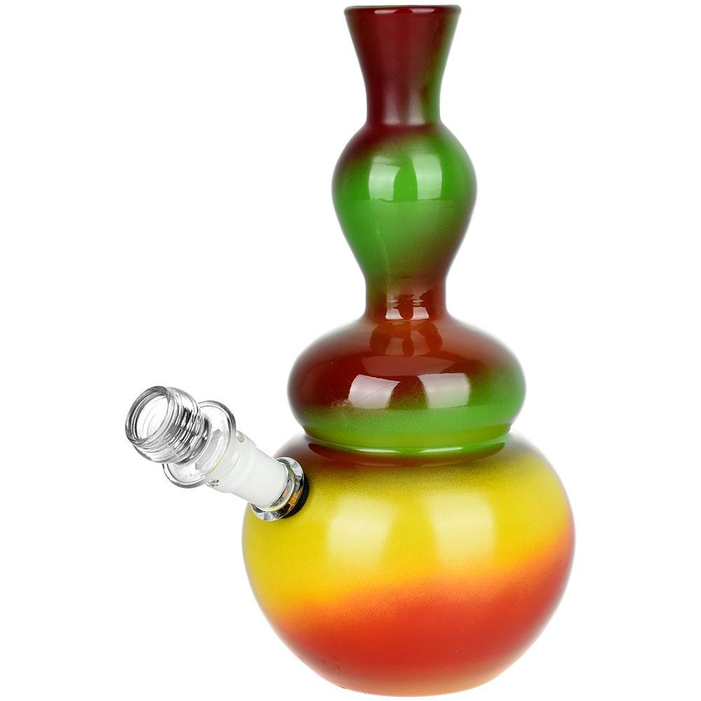 Colorful Vase Ombre Soft Glass Water Pipe, 9" Tall, Front View with Bowl