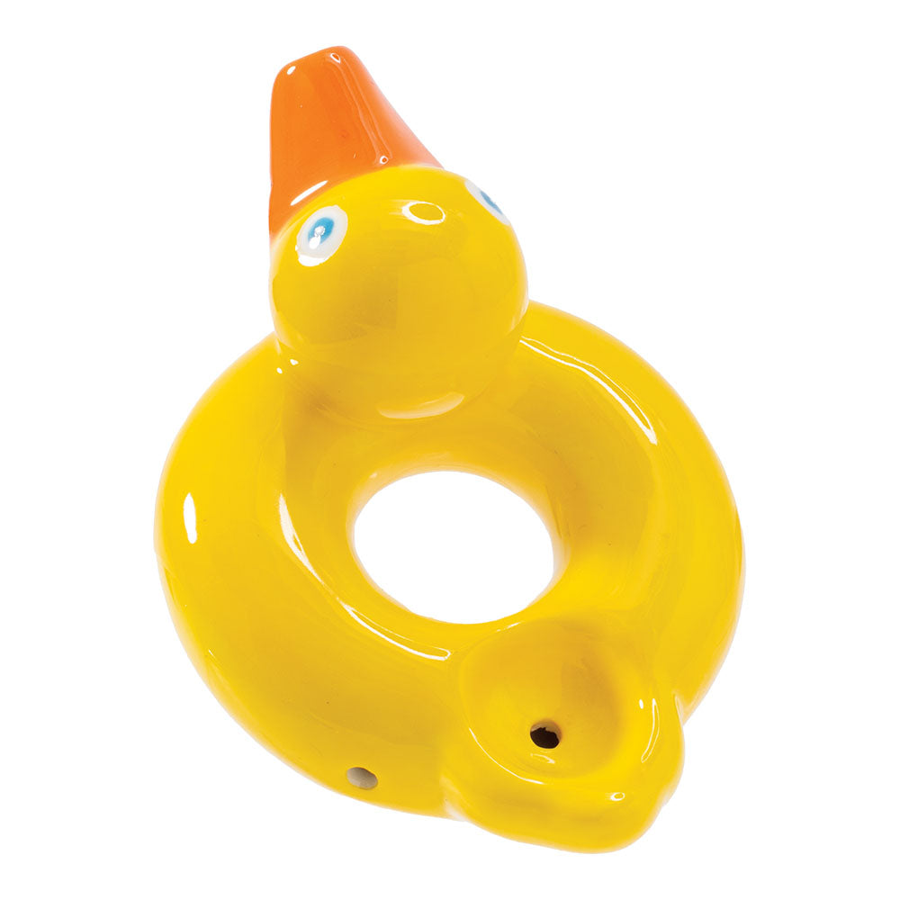 Wacky Bowlz Ducky Life Saver Ceramic Pipe - Top View on White Background
