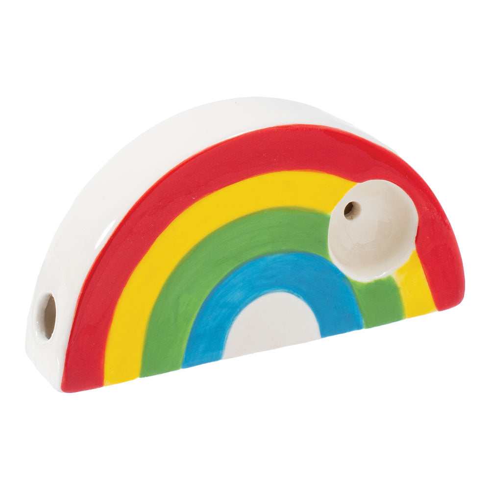 Wacky Bowlz Rainbow Ceramic Pipe - 3.5" Front View on White Background