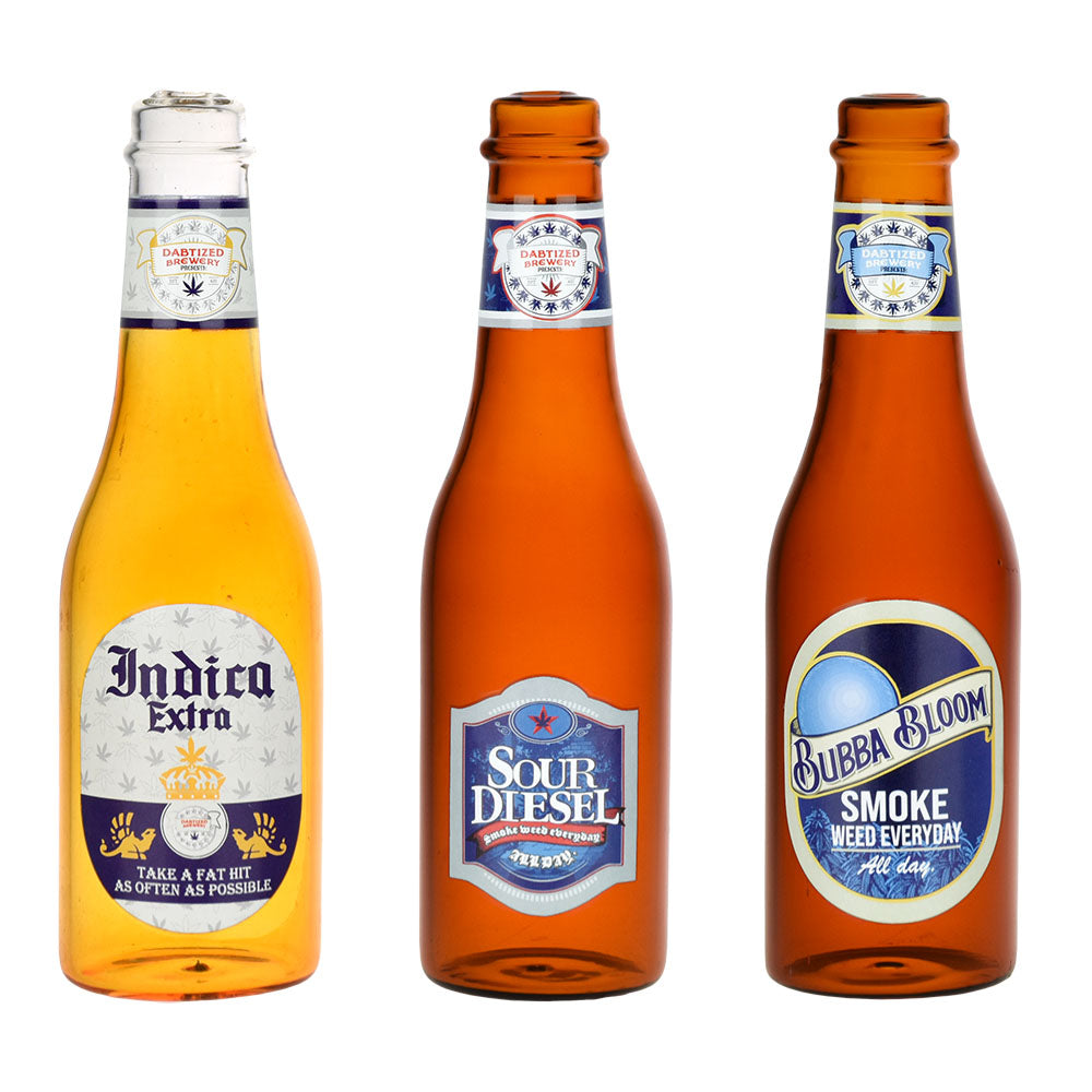 Dabtized Beer Burner Glass Hand Pipes - Borosilicate Glass, Colored, 5.5" Front View