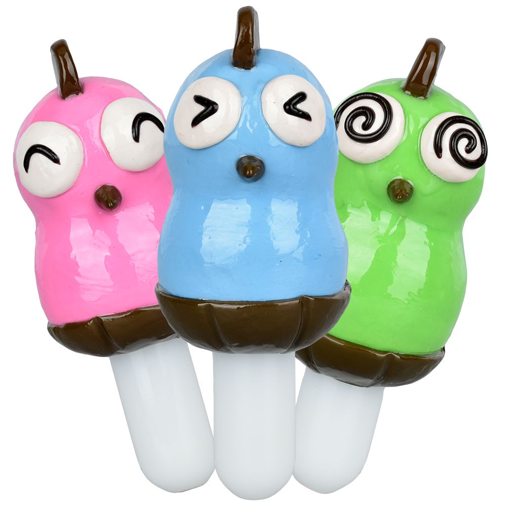 5CT Bundle - Run A-Fowl Glass Hand Pipes in Assorted Colors, Front View, Borosilicate