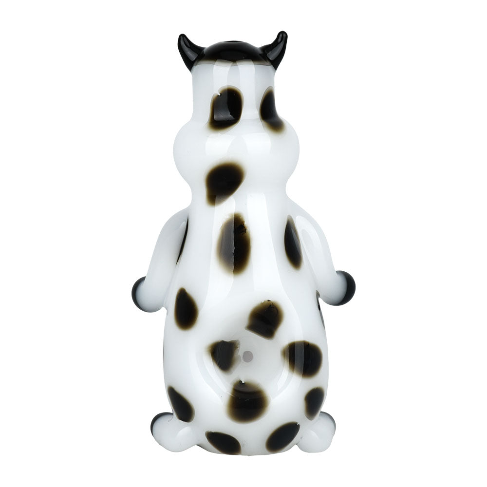 Udderly Bohemian Bovine Glass Hand Pipe - 4.5" Front View on White Background