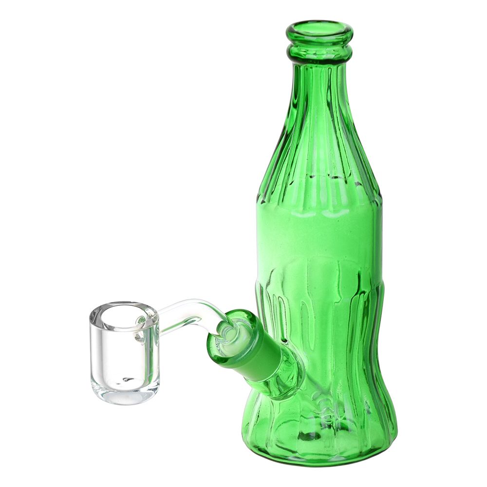 Retro Green Soda Bottle Glass Dab Rig with Quartz Bucket - 14mm Female Joint