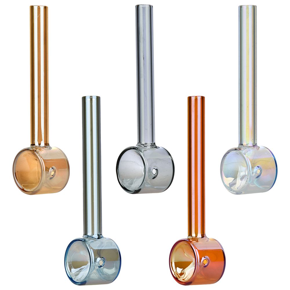 Graceful Lucidity Glass Hand Pipes 3.75" in Assorted Colors, Front View on White Background