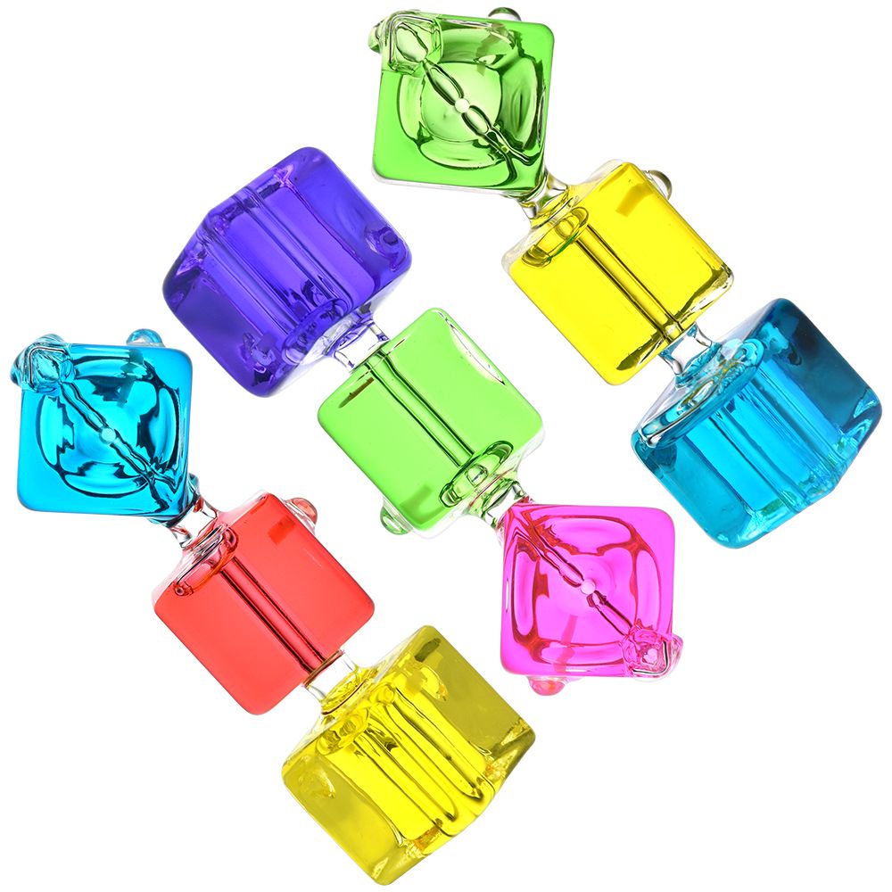 Assorted Stacked Ice Cubes Glycerin Hand Pipes - 5.25" Borosilicate Glass, Top View