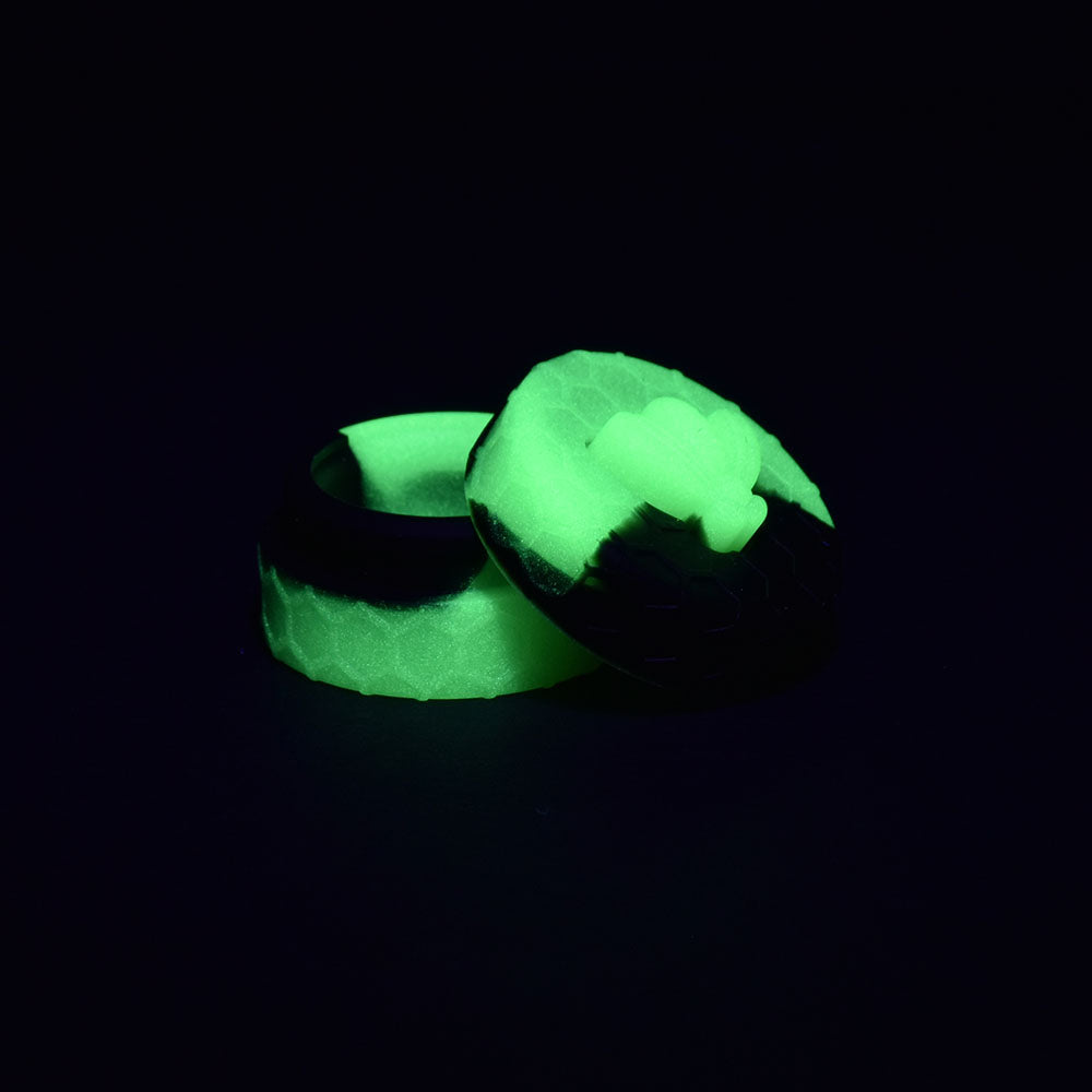 Glow-in-the-dark Smoke Box Water Pipe and Kit, 7.75" 14mm F, Front View on Black Background