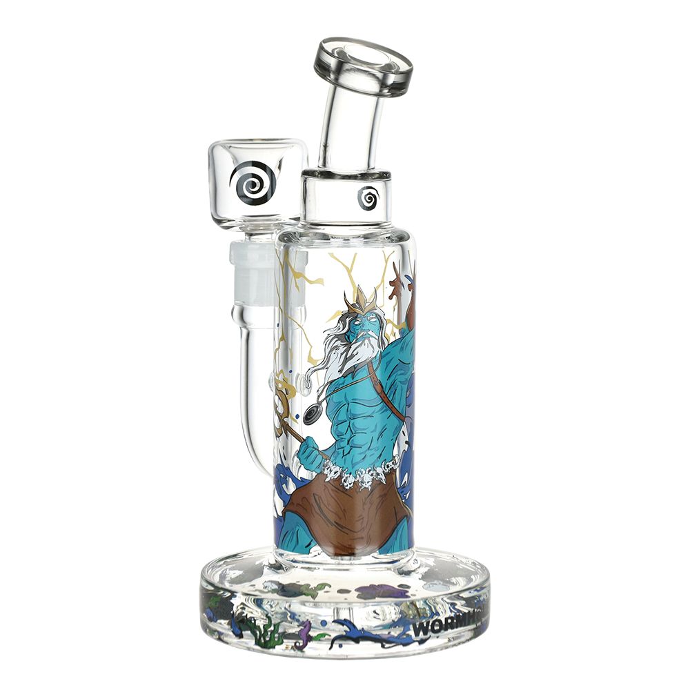 Wormhole Poseidon Bounty Hunter Water Pipe - 8.25" with Intricate Design - Front View