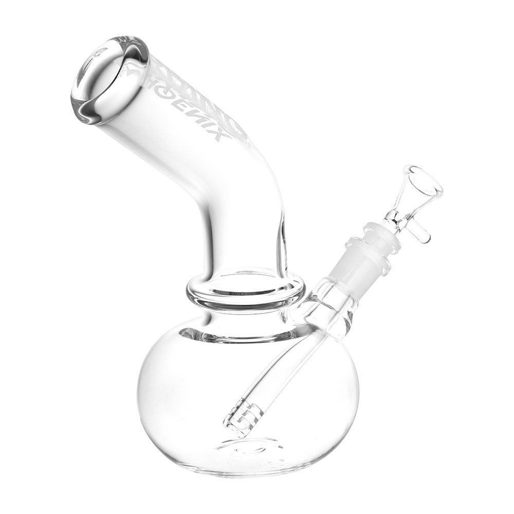 Phoenix Rising Bent Neck Beaker Glass Water Pipe - 8.75" Clear with 14mm Female Joint