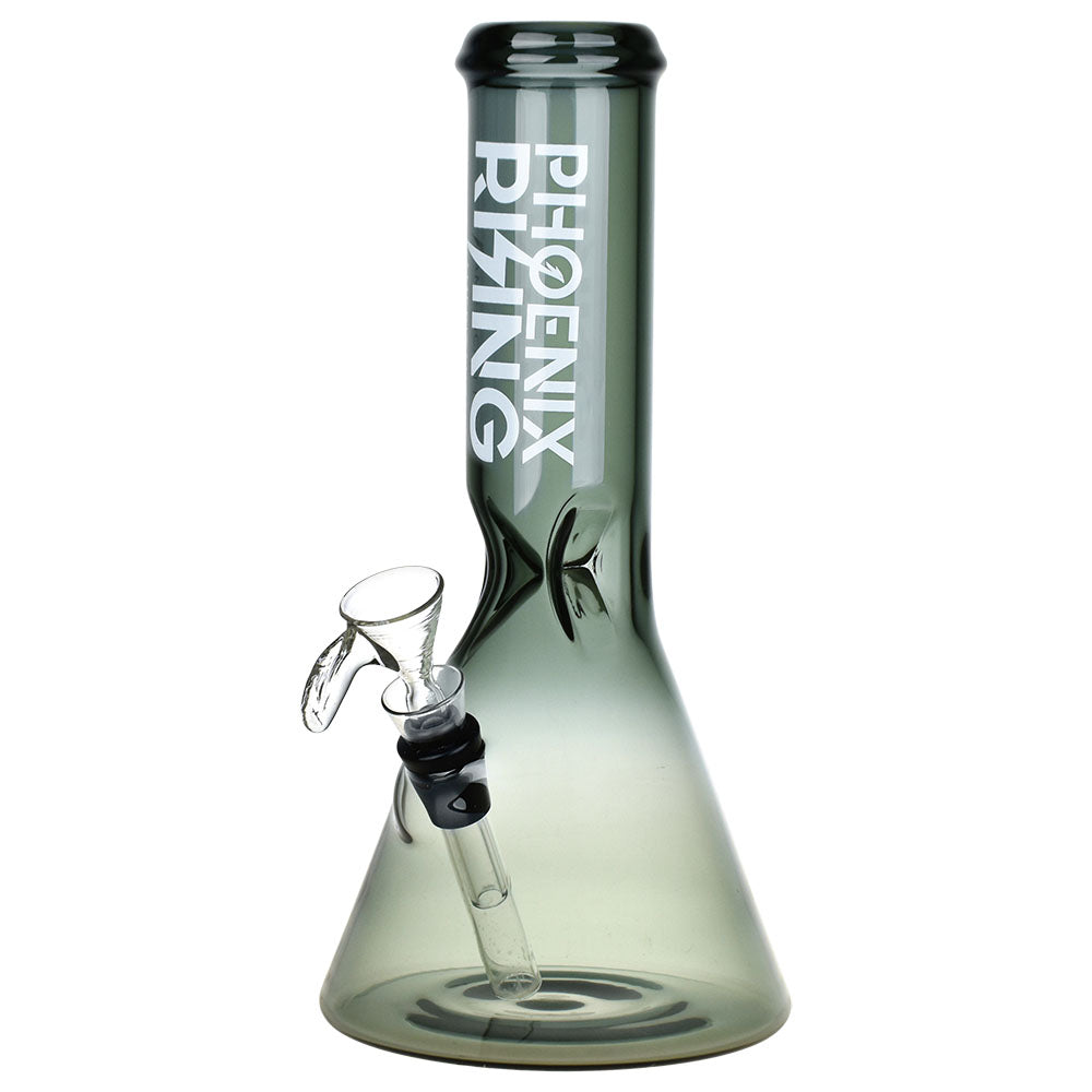Phoenix Rising 9.25" Full Color Glass Beaker Water Pipe in Smoke - Front View
