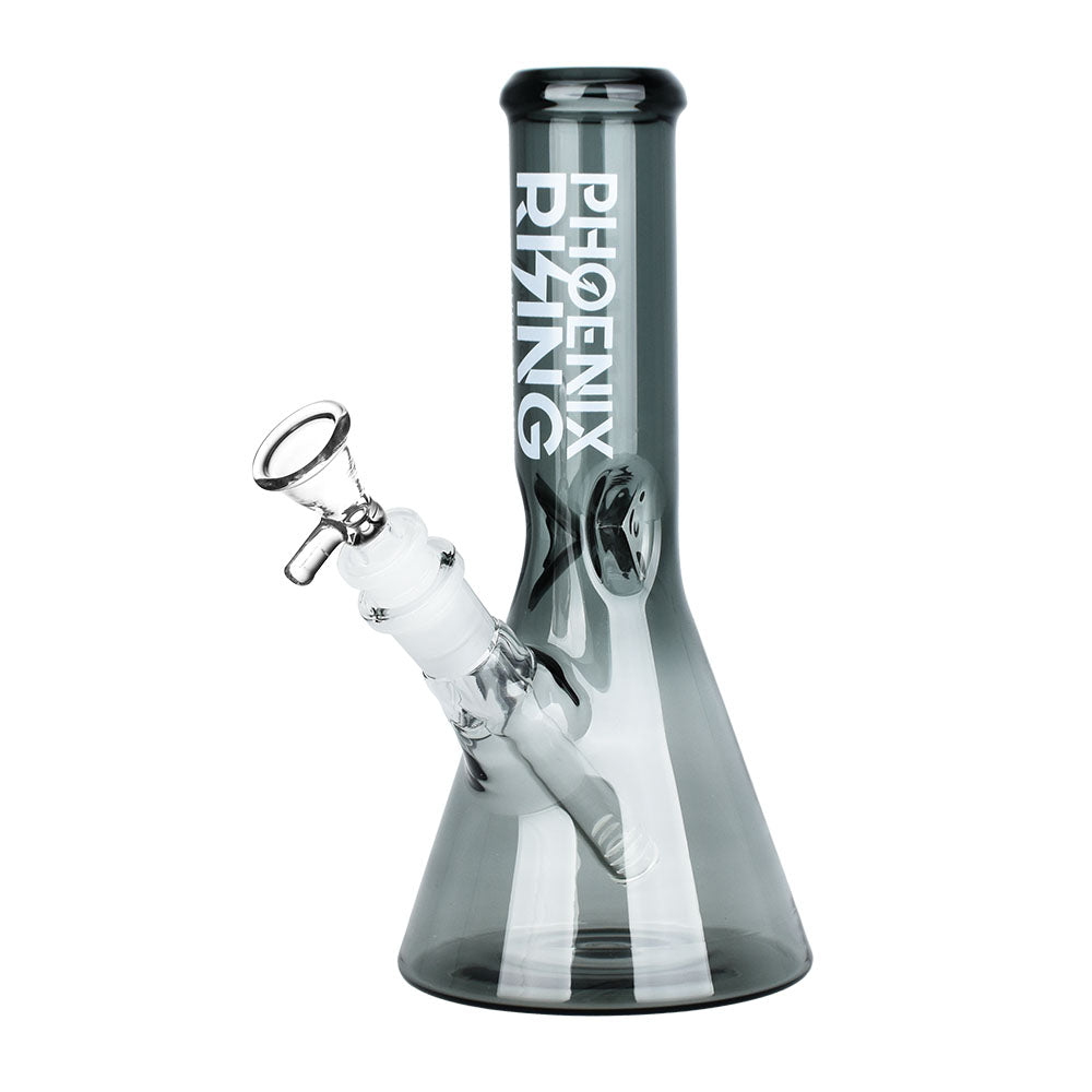 Phoenix Rising Transparent Glass Beaker Water Pipe, 9.25", 14mm Female Joint, Front View