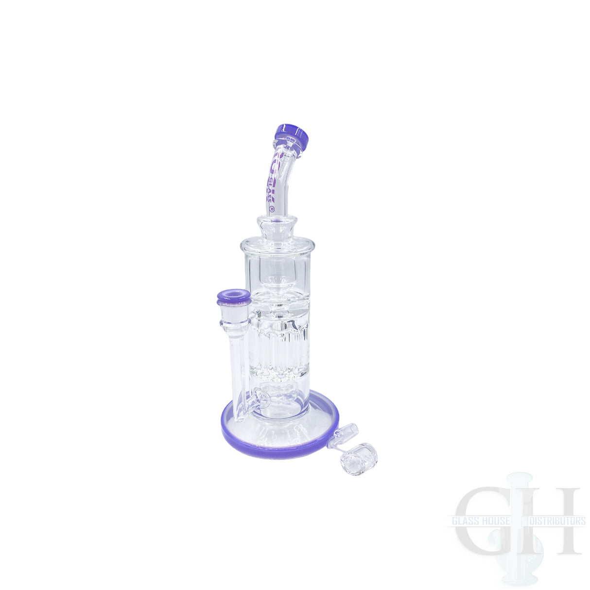 Rock Glass 12" Bent Neck Showerhead Dab Rig