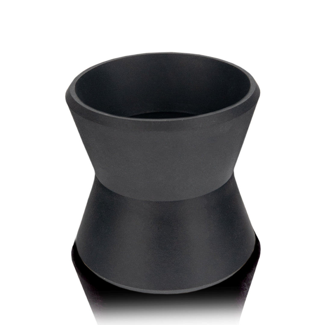 MJ Arsenal Hippie Hitter Pipe in matte black, front view on reflective surface, 14mm borosilicate