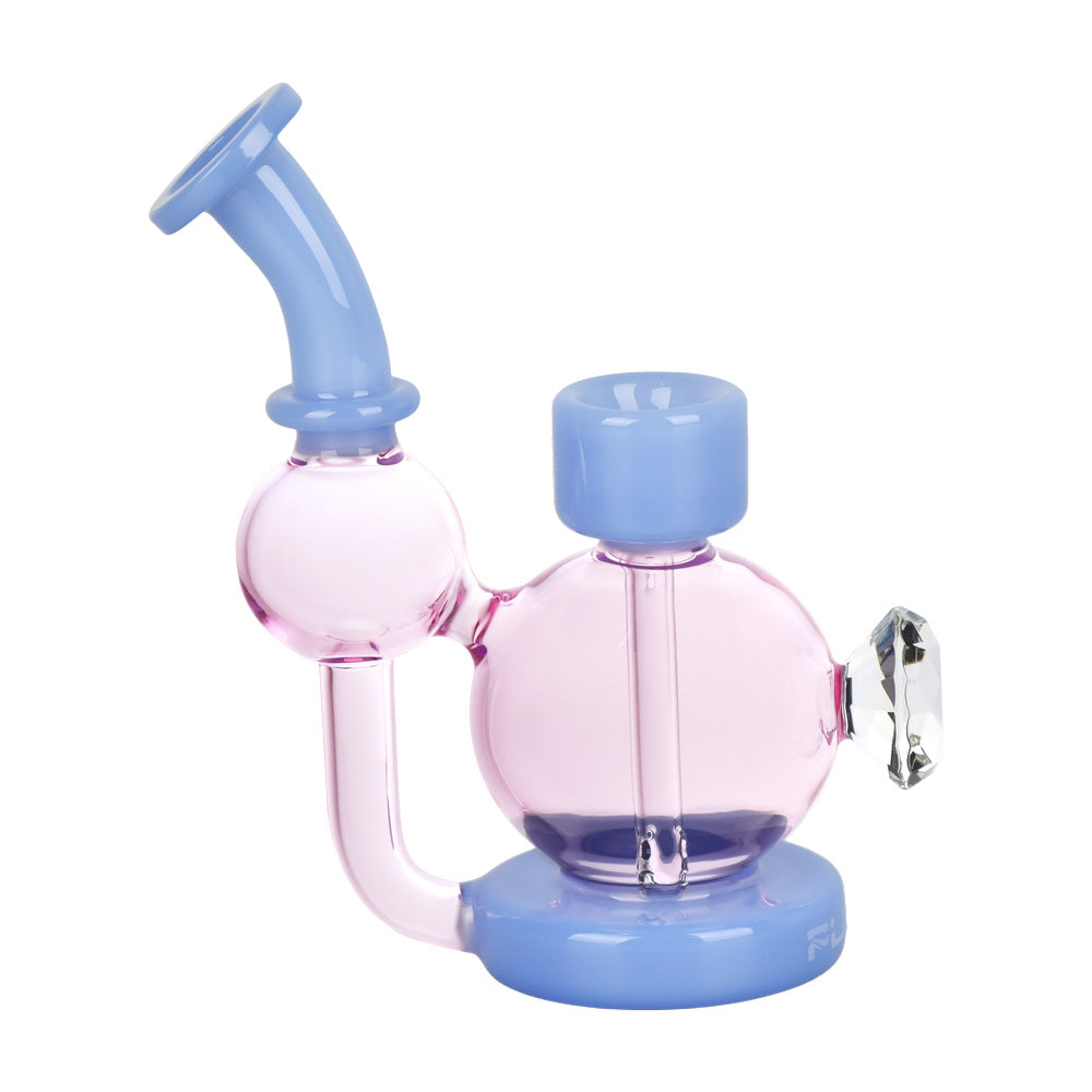 Pulsar Diamond Dream Recycler Bubbler Pipe in Pink, 5.5" with 14mm joint - Front View