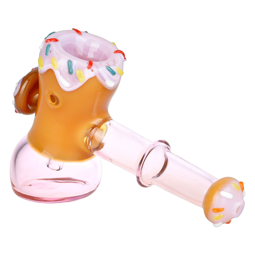 Pulsar 5" Donut Hammer Bubbler in Colored Glass, Angled Side View on White Background
