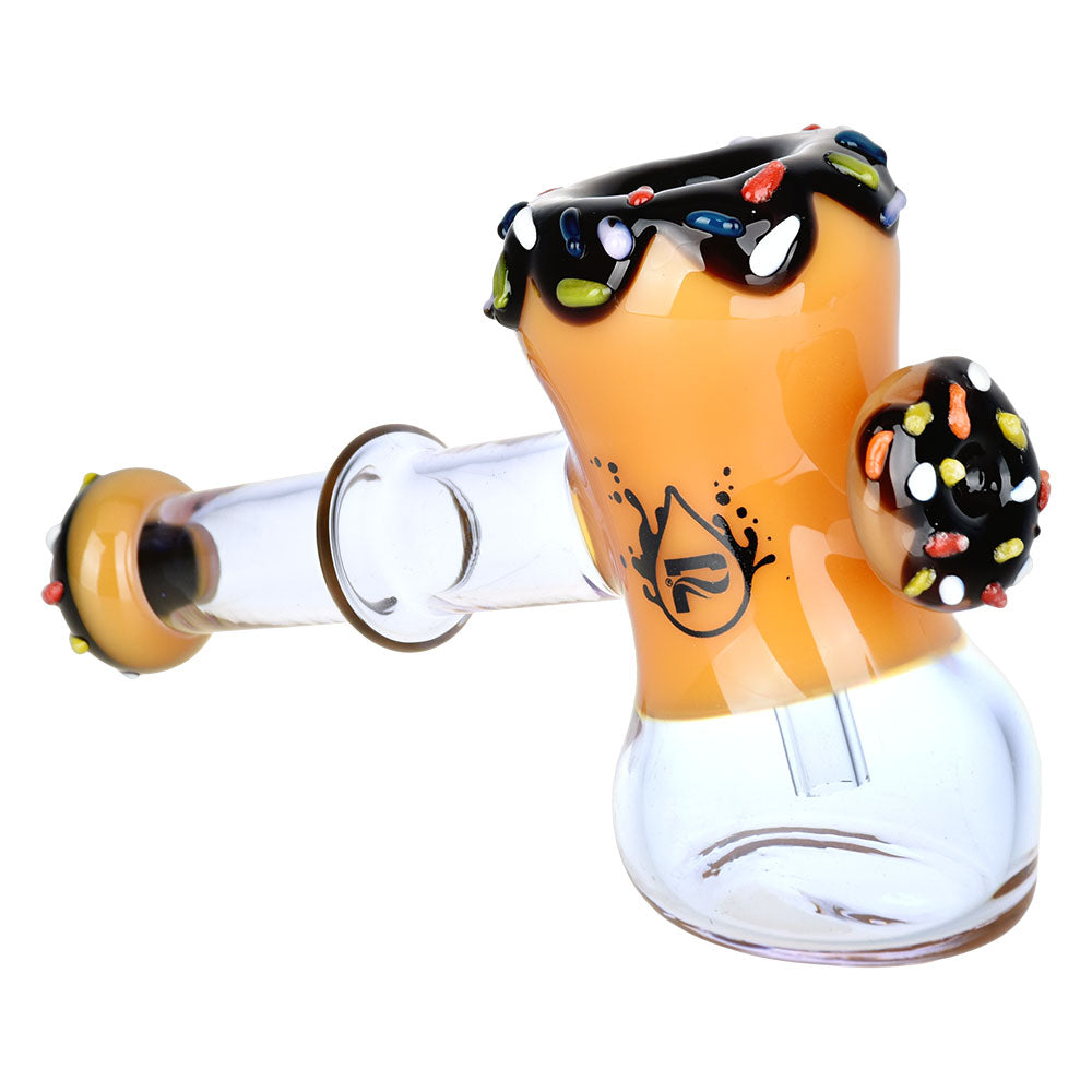 Pulsar Donut Hammer Bubbler in Chocolate, 5" with Borosilicate Glass, Side View on White Background