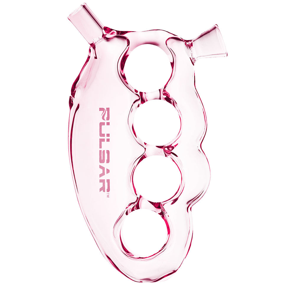 Pulsar Glass Knuckle Bubbler in Pink, 5.5" Borosilicate Glass, Novelty Design - Front View