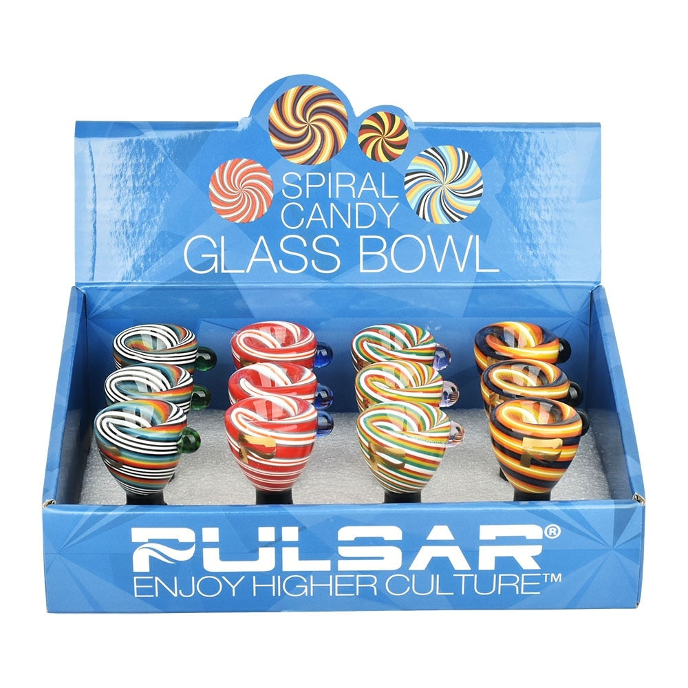 Pulsar Spiral Candy Herb Slide | 14mm M | Assorted Colors | 12 Pack