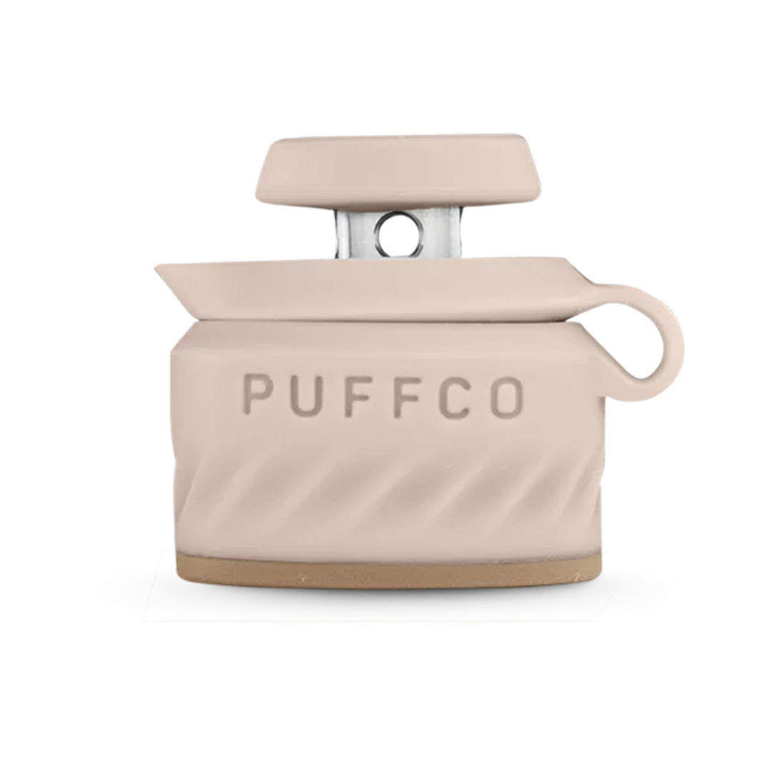 Puffco Peak Pro Joystick Cap in Desert color, front view on a seamless white background